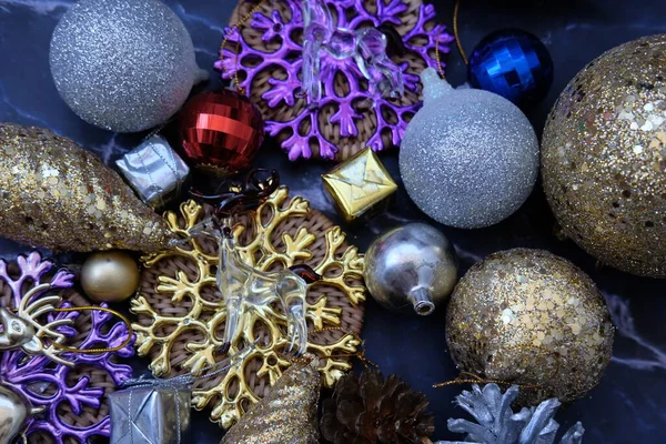 Kerstversiering Tafel Achtergrond Ruimte Voor Tekst — Stockfoto