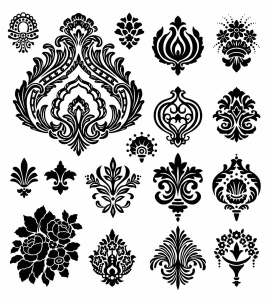 Vektor damask minták: set — Stock Vector