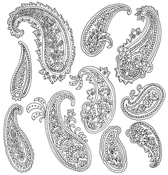 Elementi Stile Paisley Set — Foto Stock