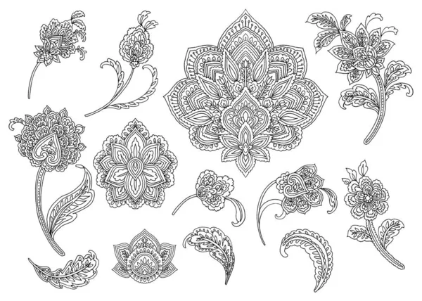 Elementi Stile Paisley Set — Foto Stock