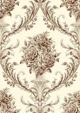 Damask Dikişsiz Desen :Güller