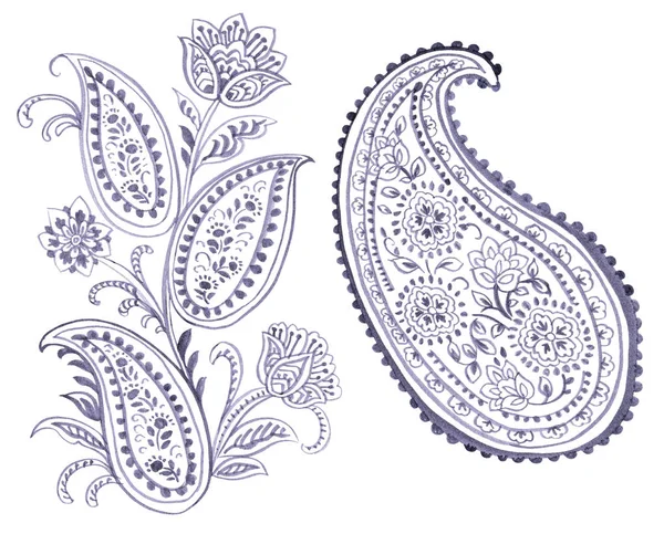 Watercolor Drawing Paisley Style — Stock Photo, Image