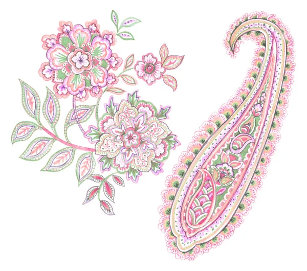 Watercolor Drawing Paisley Style — Stock Photo, Image