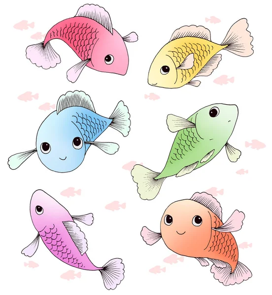 Set of cute fish illustration