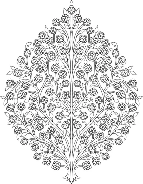 Цветы Листья Ручной Работы Стиль Пейсли Белый Фон — стоковое фото