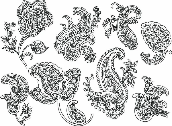 Vector Paisley Materiais Sobre Fundo Branco — Vetor de Stock