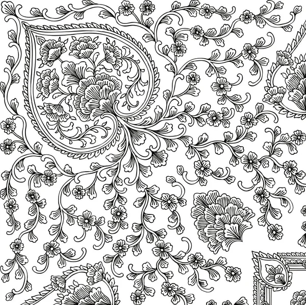 Векторная Патча Пейсли Цветы Листья — стоковый вектор