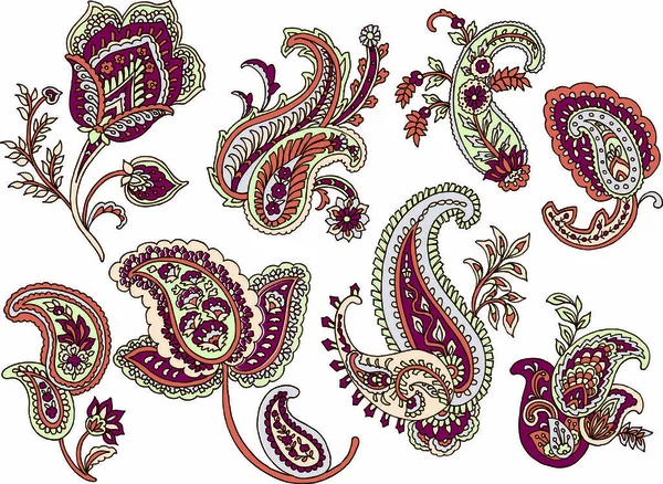 Vector Paisley Material Vit Bakgrund — Stock vektor