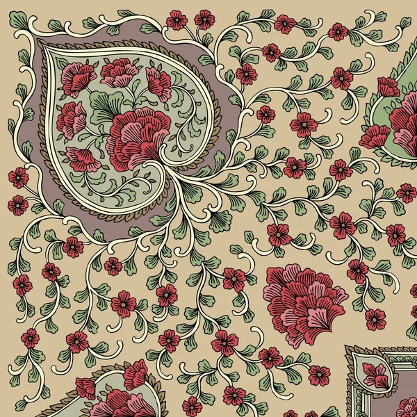 Vektor Paisley Mönster Blomma Och Blad — Stock vektor