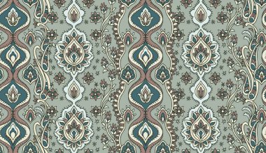 Paisley Biçimli Kusursuz Sınır Deseni 