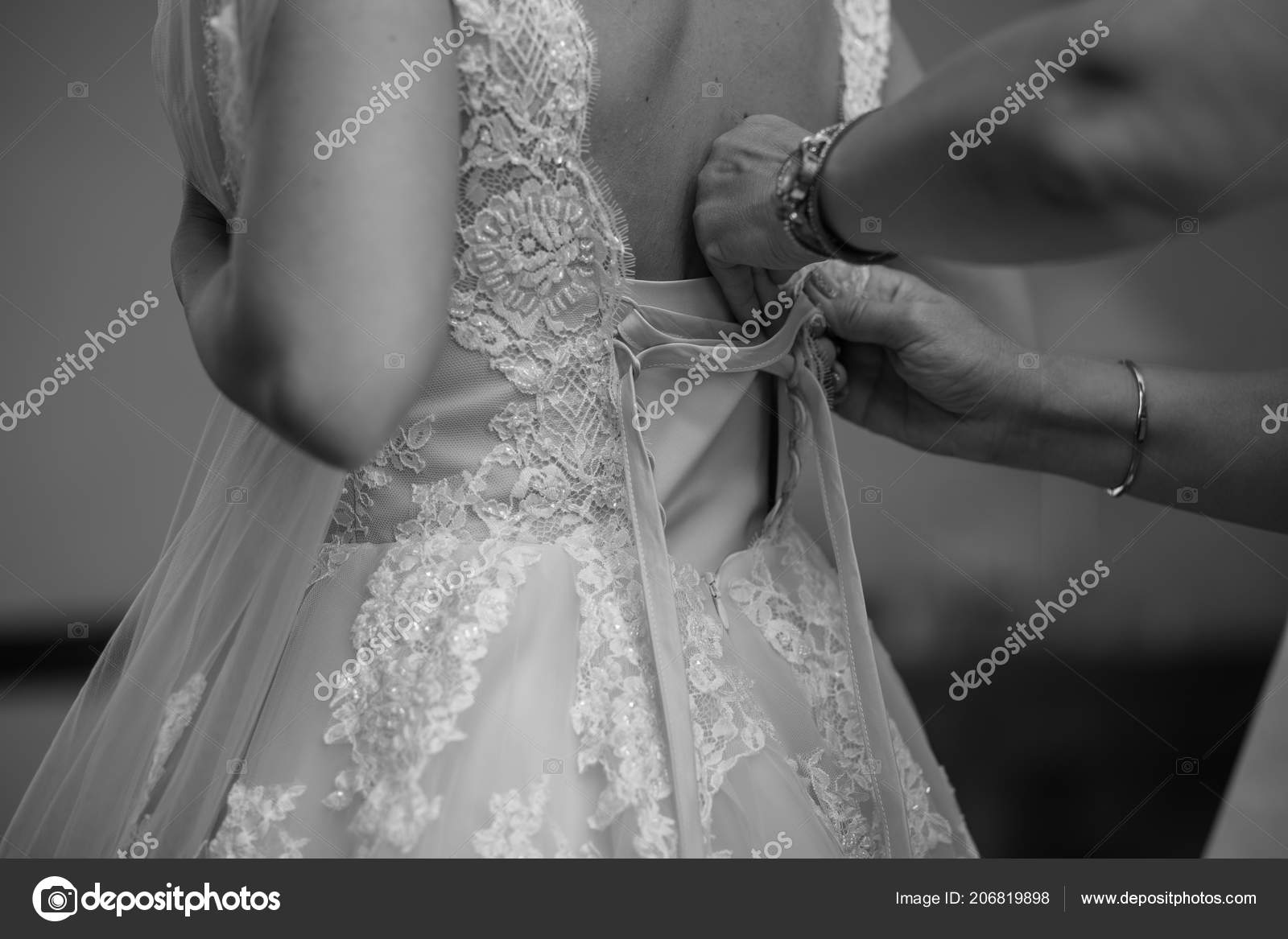 Beautiful Bride With Fashion Wedding Hairstyle On White