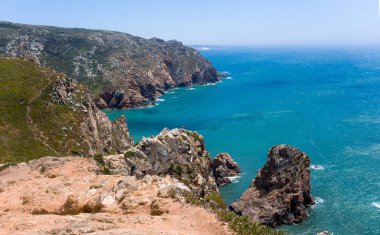 Cabo da Roca, Portekiz kayalıklarla. Avrupa'nın en batıdaki nokta / sahil / view / okyanus