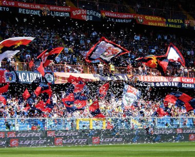 Cenova, İtalya, Mayıs, 20. 2018 - crowdy Cenova kriket ve futbol kulübü 1893, Luigi Ferraris Stadyumu Cenova in, bir futbol maçı sırasında (Genova) İtalya standları.