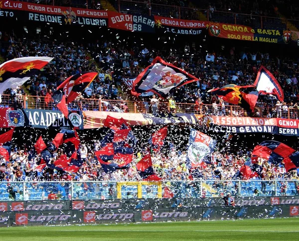 Genoa Italia Mayo 2018 Crowdy Levanta Durante Partido Fútbol Génova — Foto de Stock