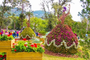 Cenova, İtalya, 3 Mayıs 2018 - kompozisyon Euroflora 2018, çiçek ve süs bitki Genoa (Genova) Nervi Parklar, İtalya'da yapılan Uluslararası Sergi sırasında çiçekler..