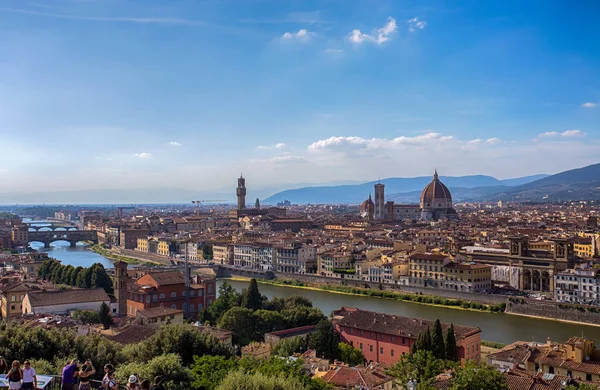 フィレンツェ Firenze Piazzale ミケランジェロ トスカーナ イタリアからのビュー — ストック写真