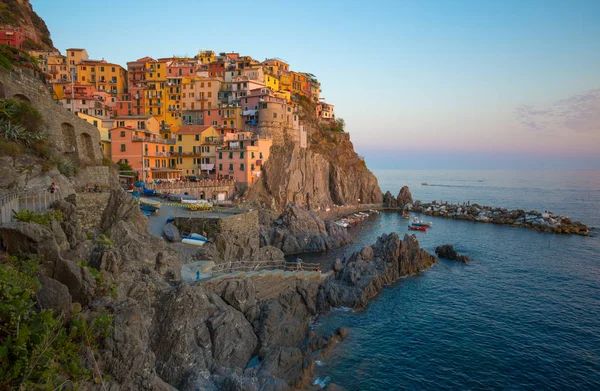 Manarola Italia Julio 2017 Vista Manarola Atardecer Terre Provincia Spezia — Foto de Stock