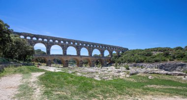 Pont du Gard, Nimes, Güney Fransa, Europe yakınındaki Güney Fransa Roma su kemeri bir parçası