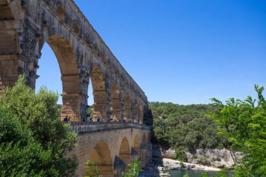 Pont du Gard, Nimes, Güney Fransa, Europe yakınındaki Güney Fransa Roma su kemeri bir parçası