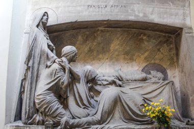 Tomb of the Appiani family, monumental cemetery of Genoa, Italy, famous for the cover of the album of the English band Joy Division's 