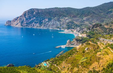 Monterosso al Mare hava görünümünde 5 terre, Ligurya maliyet, Akdeniz, La Spezia eyaletinin, İtalya.