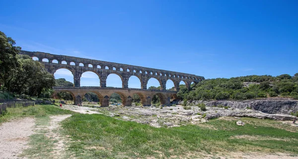 Pont du Gard, a part of Roman aqueduct in southern France near Nimes, South France, Europe