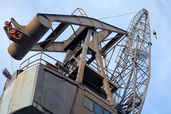 Vue Une Vieille Grue Industrielle Dans Ancien Port Gênes Gênes — Photo