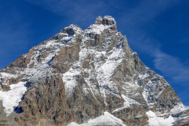 Yakın çekim görünümü Cervino Mount (Matterhorn), Val d'Aosta, İtalya.