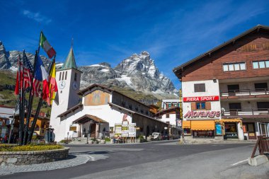 Breuil-Cervinia, İtalya, Eylül, 5, 2017 - Breuil-Cervinia, dağ turistik kasabası, Valtournenche (Valle d'Aosta), ünlü kış ve yaz Kayak İstasyonu monucipality.