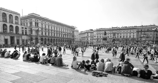Mediolan Włochy Października 2017 Widok Plac Duomo Piazza Del Duomo — Zdjęcie stockowe