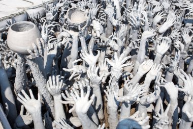 Chiang Rai, Tayland, 20 Şubat 2017 - Wat Rong Khun, Beyaz Tapınak, Chiang Rai, Tayland