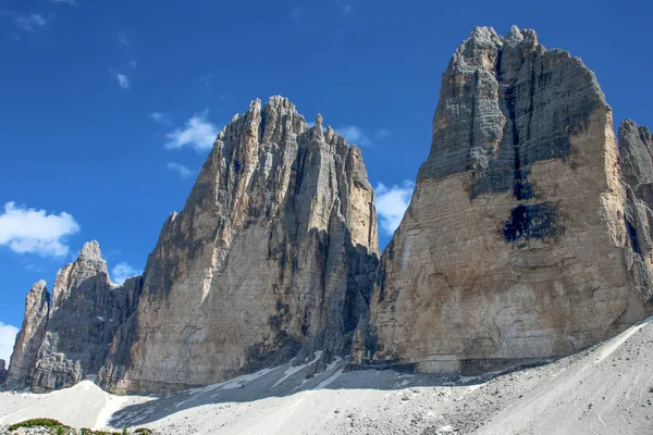 Tre Cime Trzy Szczyty Lavaredo Drei Zinnen Trzy Najbardziej Znanych — Zdjęcie stockowe