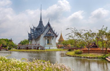 Samut Prakan, Tayland, 6 Şubat 2017 - Sanphet Prasat Sarayı, Ayutthaya antik şehir parkı, Muang Boran, Samut Prakan Eyaleti, Tayland