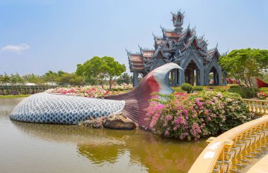 Samut Prakan, Tayland, 6 Şubat 2017 - Sumeru dağ sarayda antik şehir parkı, Muang Boran, Samut Prakan Eyaleti, Tayland