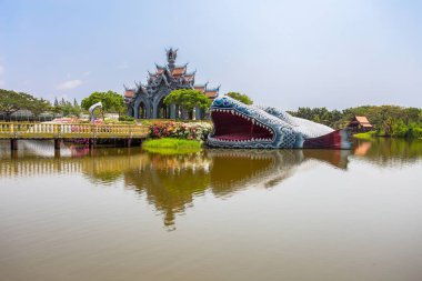 Samut Prakan, Tayland, 6 Şubat 2017 - Sumeru dağ sarayda antik şehir parkı, Muang Boran, Samut Prakan Eyaleti, Tayland