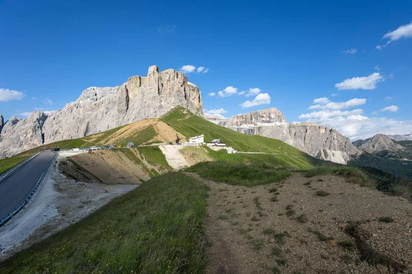 Groupe Sella Près Passo Sella Val Gardena Sass Pordoi Avec — Photo