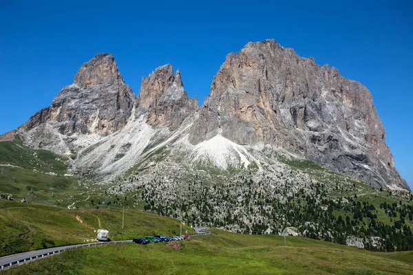 Sassolungo Val Gardena Dolomites Italie Alpage Sassolungo Debout Sur Des — Photo