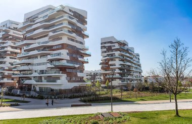 Milan, İtalya, 28 Şubat 2017 - yeni modern konut bina evler 