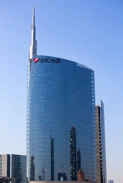 Milano Italia Marzo 2017 Grattacielo Iconico Torre Unicredit Nella Moderna — Foto Stock