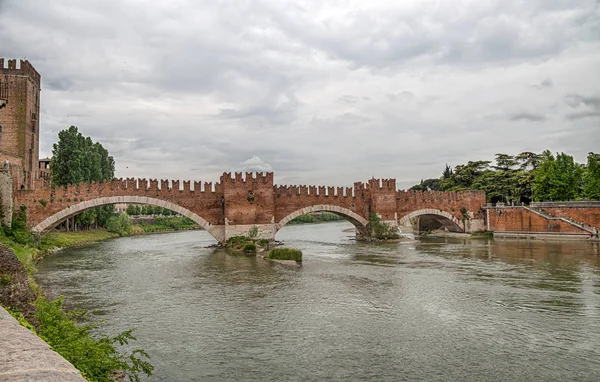 Puente Castelvecchio Puente Scaligero Verona Italia Uno Los Símbolos Ciudad — Foto de Stock