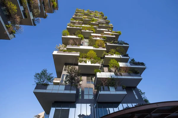 Milán Italia Marzo 2017 Bosco Verticale Apartamento Forestal Vertical Edificios — Foto de Stock