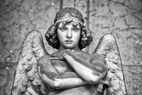 Portrait Loving Angel Marble Monumental Cemetery Genoa Italy One Most — Stock Photo, Image