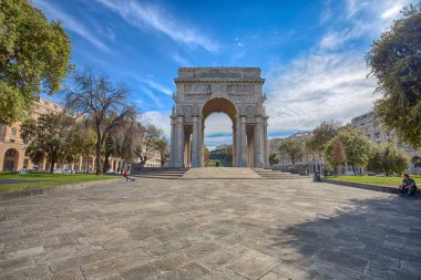 Genoa (Genova), İtalya, 05 Mayıs 2017 - görünüm Zafer Meydanı, Piazza della Vittoria Cenova şehir merkezi, İtalya