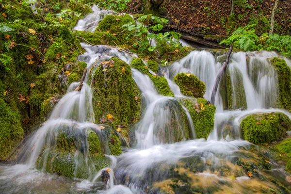 Kända Vattenfallen Nationalparken Plitvice Kroatien Vattenfall — Stockfoto