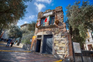 Cenova, İtalya, 5 Nisan 2018 - Christopher Columbus House (Casa di Colombo), Genoa, İtalya.
