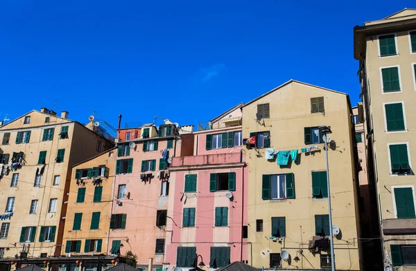 Genoa Italy April 2018 Facade Colorful Buildings Historic Center Genoa — Stock Photo, Image