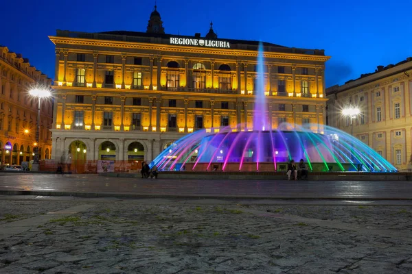 Genua Genova Italien April 2018 Färgglada Fontän Och Palace Regionen — Stockfoto