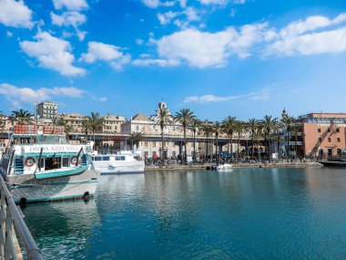 Genoa (Genova), İtalya, 25 Mart 2018 - görünümü, Porto Antico (eski liman), Genoa, İtalya.