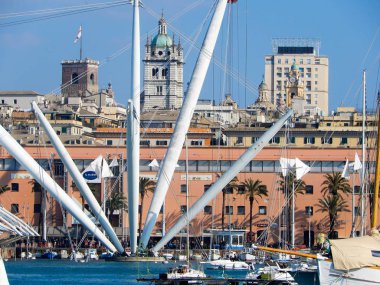 Genoa (Genova), İtalya, 25 Mart 2018 - görünümü, Porto Antico (eski liman), Genoa, İtalya.