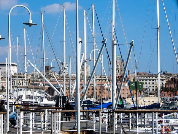 Genua Genova Italien Mars 2018 Visa Porto Antico Gamla Hamnen — Stockfoto